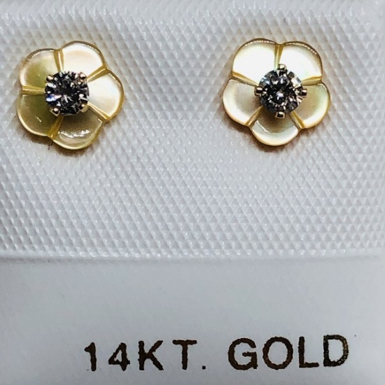 14K Yellow Gold Diamond 0.12ct Earrings