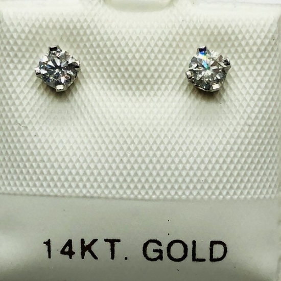 14K White Gold Diamond G-H, VS2-SI1, 0.25ct Earrings