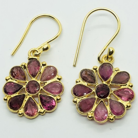 Gold Plated Silver Tourmaline Earrings