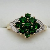 Gold Plated Silver Chrome Diopside Ring