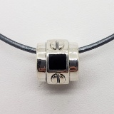 Silver Onyx Bead w/ Cord Necklace