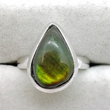 Silver Natural Canadian Ammolite Ring