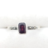 Silver Garnet & Marcasite Ring