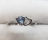 Silver Heart Shaped Gemstone Ring