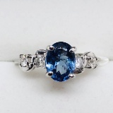 10K White Gold Tanzanite 1.25ct Diamond G-H, I, 0.22ct Ring