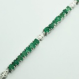 Silver Emerald May Birthstone 4.1ct Bracelet