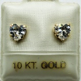 9K Yellow Gold Cubic Zirconia Heart Shaped Earrings