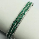 Silver Emerald 12ct Bracelet