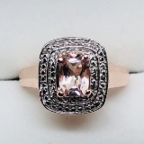 Rose Gold Silver Morganite Ring