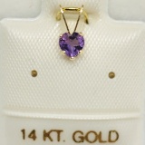 14K Yellow Gold Amethyst February Birthstone 0.28ct Pendant