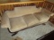 Vintage Solid Wood 3-Seat Sofa Cream Upholstery Curved To Flat Wood Back