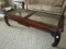 Wooden Coffee Table 2 Glass Panels Arch/Flat Skirt w/ Grooved/Curved Legs