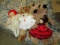 Lot - 3 Plush Teddy Bear Toys, Doll in Red Dress, Etc.