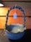 Stoneware Glazed Blue Basket Twist Handle, Flared Rim