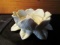 Party Lite Cream Ceramic Floral Design Gilted Bead Trim Votive Candle Holder