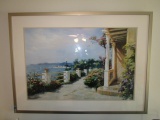 Villa & Sea Scene Print in Metal Frame/Matt