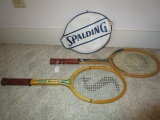 Pair - 1 Spalding Championship Wooden Tennis Racket, 1 Spalding Poncho Gonzales Racket