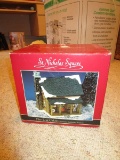 St. Nicholas Square The Log Cabin Illuminated Hand Painted Porcelain in Original Box