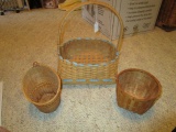 Basket Lot - Misc. Wicker Basket Various Designs, Etc.