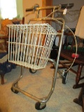 Metal Frame Geriatric Walker w/ Basket/Bell on Casters w/ Breaks