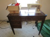 Vintage Singer Sewing Machine Serial No.AS253160 on Wooden Base, 2 Drawer Brass Pulls