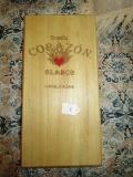 Tequila Carazon Blanco Blue Glass Bottle w/ Cork in Wooden Storage Box