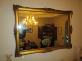 Wall Mounted Mirror in Ornate/Embellished Gilted Wood Frame