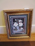 White Flowers Print in Gilted Ornate Frame/Matt