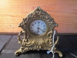 Ornate Design Scallop Motif Mantle Clock Brass Westclock