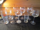 Glass Lot - 4 Wide Clear Glass Wine Glasses Pilsner Glass, Champagne Saucer, Etc.