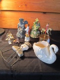 Misc. Lot - Vintage Mail Letter Holder Wall Mounted, Bisque Swan Trinket