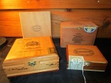 4 Wooden Cigar Boxes Cabaiguan, Flor De Jabacos, J.R. Special Selection Toro