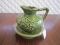 Green Ceramic Stoneware Glazed Leaf/Berry Jug w/ Underplate Japan