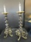 X2 Pair - Black Marble 6 Orb Desk Lamp Curled Legs, Bead Top, Gilted