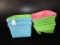 9 Lattice Motif/Design Baskets, Green, Pink, Blue