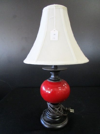 Black/Red Orb Center Desk Lamp w/ Shade Spindle Motif