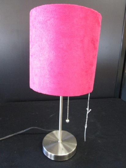 Metal Desk Lamp w/ Pink Shade