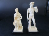 Pair - Classical Statue Figurines Signed A. Soutini David & Pan