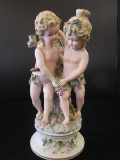 Cherubic Children Woodland Ceramic Scene Statue Décor