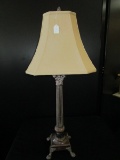 Antique Patina Column Design, Paw Feet, Pineapple Top Lamp, Shade w/ Pineapple Top