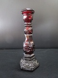Avon 1876 Cape Cod Collection Candle Stick/Cologne Bottle Ruby Glass