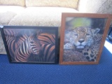 Zebra Print & Leopard Picture Print in Wood Frames/Matts