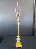 Gilted Patina Long Neck, Laurel Leaf/Scallop Base Lamp, Scallop Top