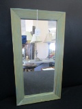 Wall Mounted Mirror w/ Green Wood Frame