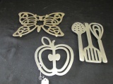 3 Metal Plate Holders, Apple, Butterfly, Spatula Designs