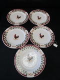 5 Plates Rooster Pattern by Betty Crocker Country Inn Collection