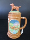 Hershey Ceramic '82, JM1990 Hunting Dog Scenes/Dog Top Stein Jar