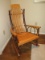 Adirondack Style Rustic Hand Crafted Hickory & Oak Flat Arm Slat Rocking Chair w/ High Back
