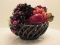 Ceramic Intricate Woven Design Oval Footed Bowl w/ Fruit