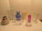 Lot - Misc. Glass/Ceramic Vases Clear, Diamond Pattern, Cobalt, Crackle Glass, Etc.